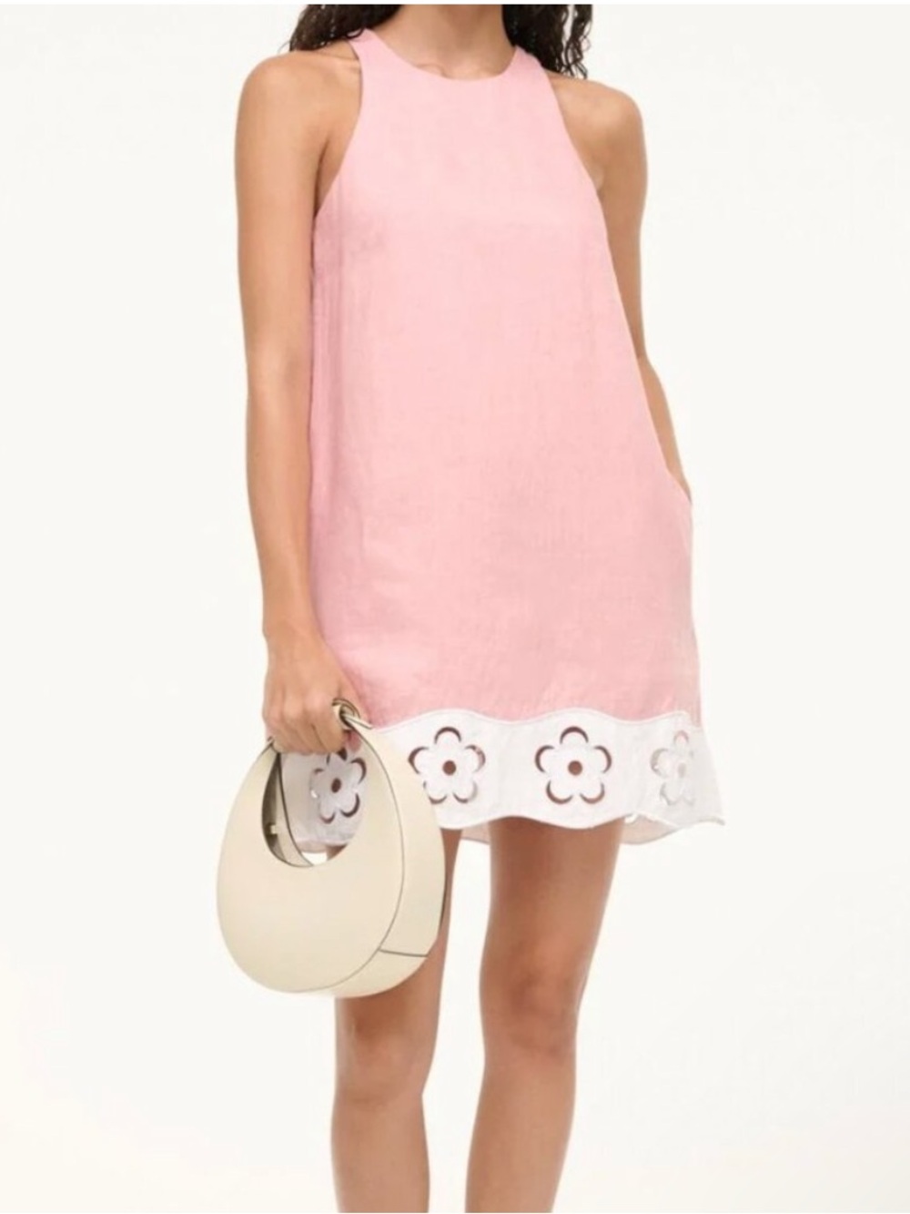 Staud Mika 100% Linen Dress - Pale Pink & White - Picture 1 of 14